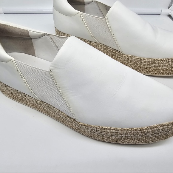 VINCE Wilden White Leather Espadrille Slip-On Flatform Loafers Sneakers sz 40 - Picture 6 of 13